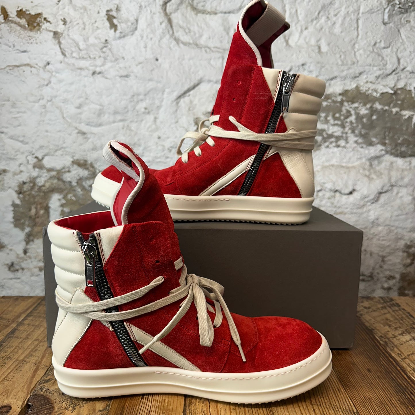 Rick Owens Geobasket Carnelian Milk Sneaker Sz 9 (42)