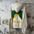 Rhude Green Moon Logo Cream Hoodie Sz L