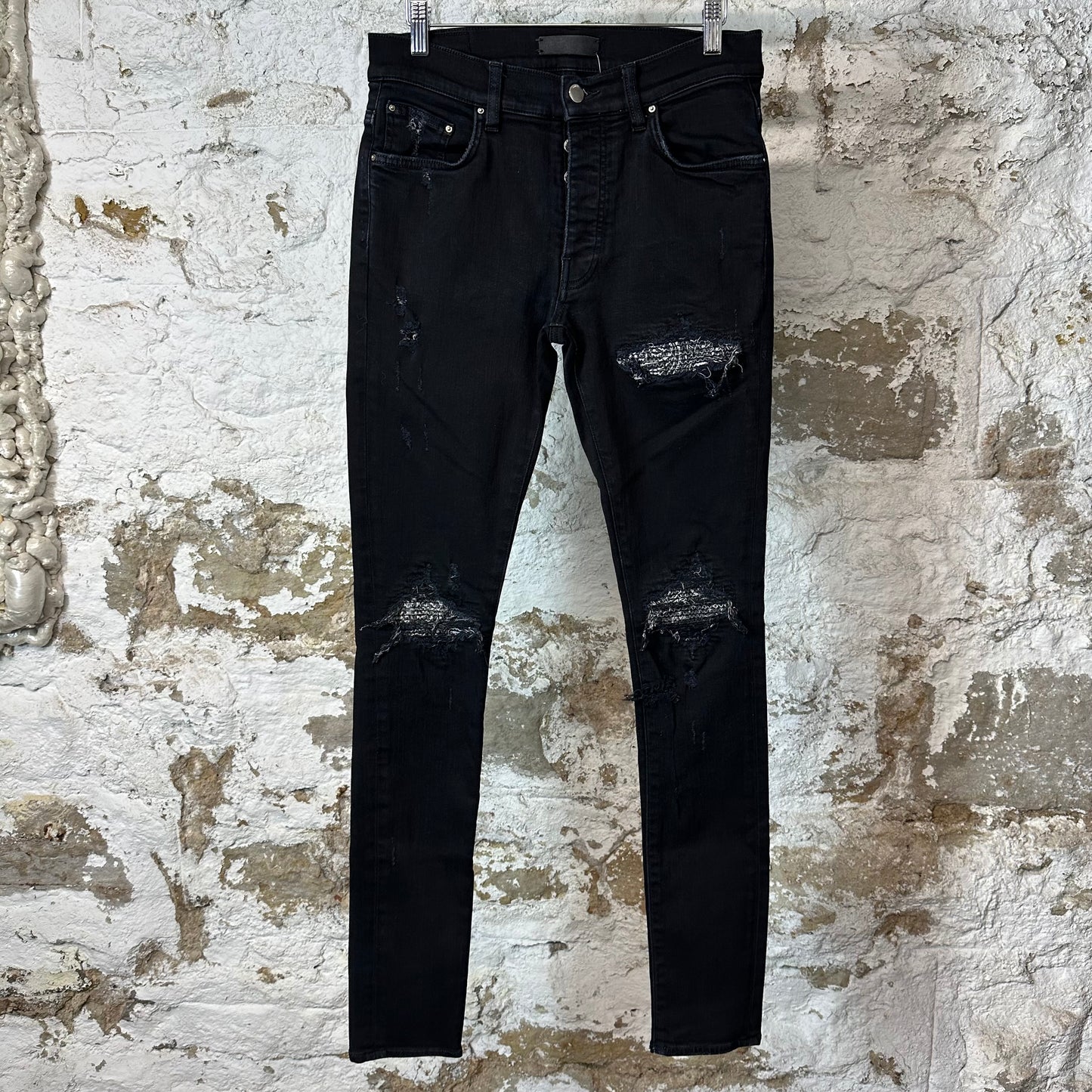 Amiri MX1 Grey Paisley Black Denim Jeans Sz 29