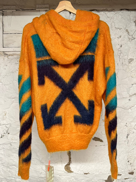 Off White Mohair Orange Zip Up Jacket Sz XS