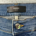 Amiri MX1 Black Leather Dark Blue Denim Jeans Sz 33 DS