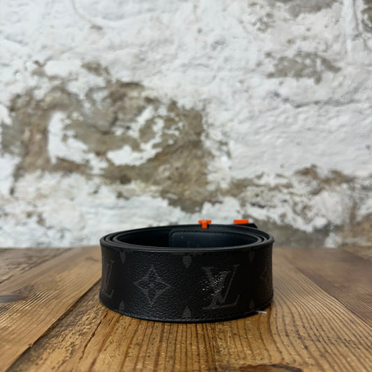Louis Vuitton Black Orange Buckle Graphite Belt Sz (95/38)