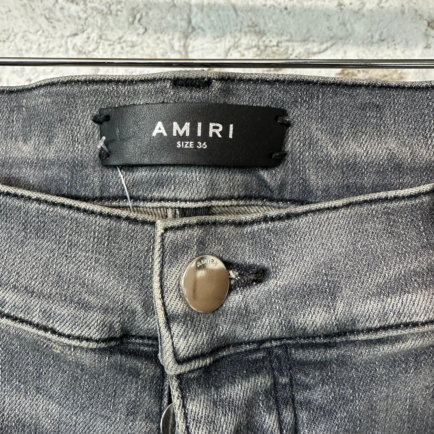 Amiri MX1 Neon Suede Grey Denim Jeans Sz 36