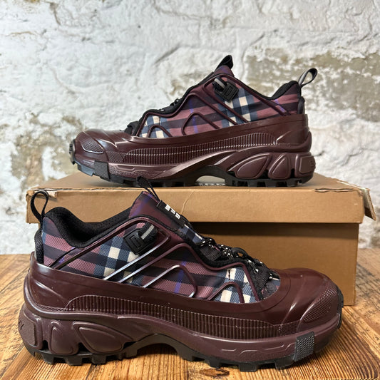 Burberry Arthur Deep Maroon Plaid Sneaker Sz 10 (43)