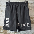 Givenchy White Spellout Black Shorts Sz S