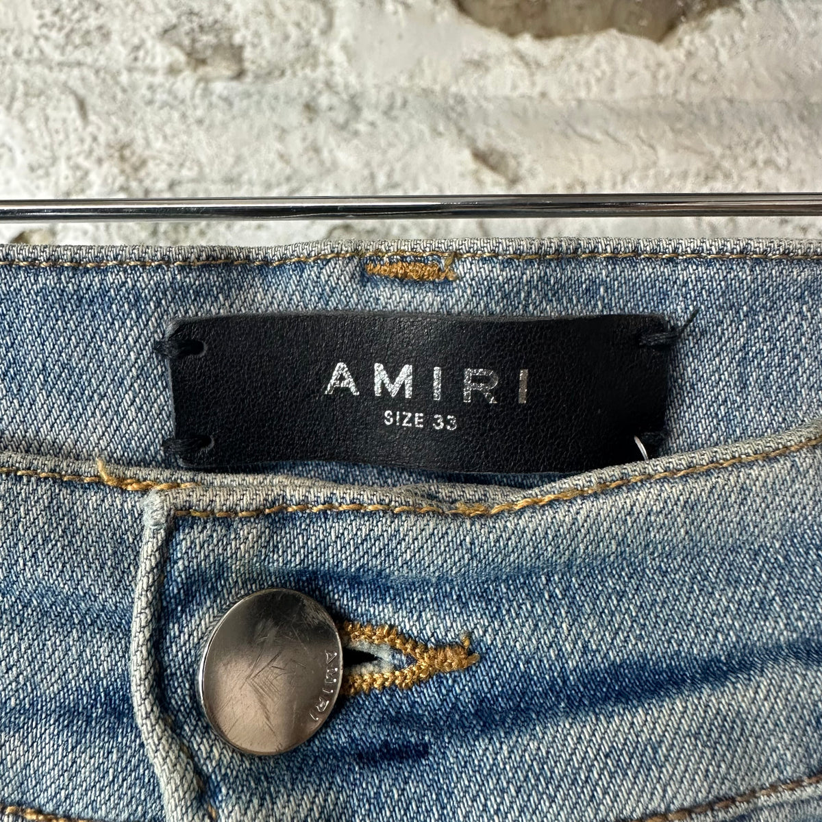 Amiri MX1 Black Paisley Blue Denim Jeans Sz 33