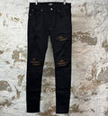 Amiri MX1 Brown Suede Black Denim Jeans Sz 32