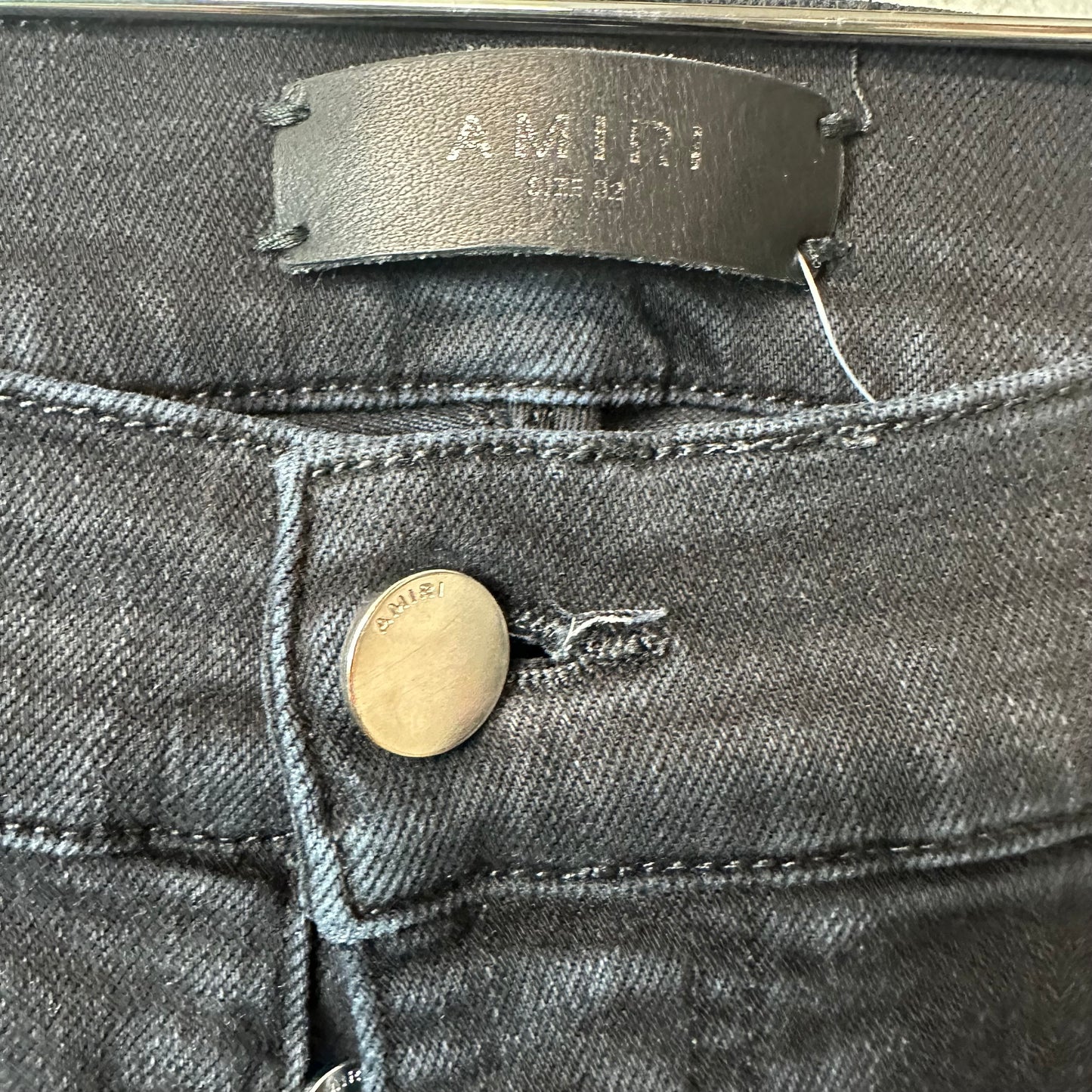 Amiri MX2 White Patch Black Denim Jeans Sz 32