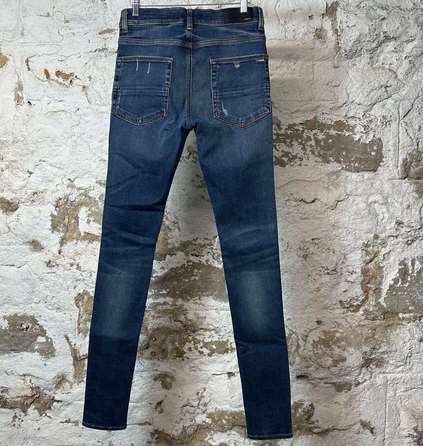 Amiri MX1 Bordeaux Suede Dark Blue Denim Jeans Sz 29