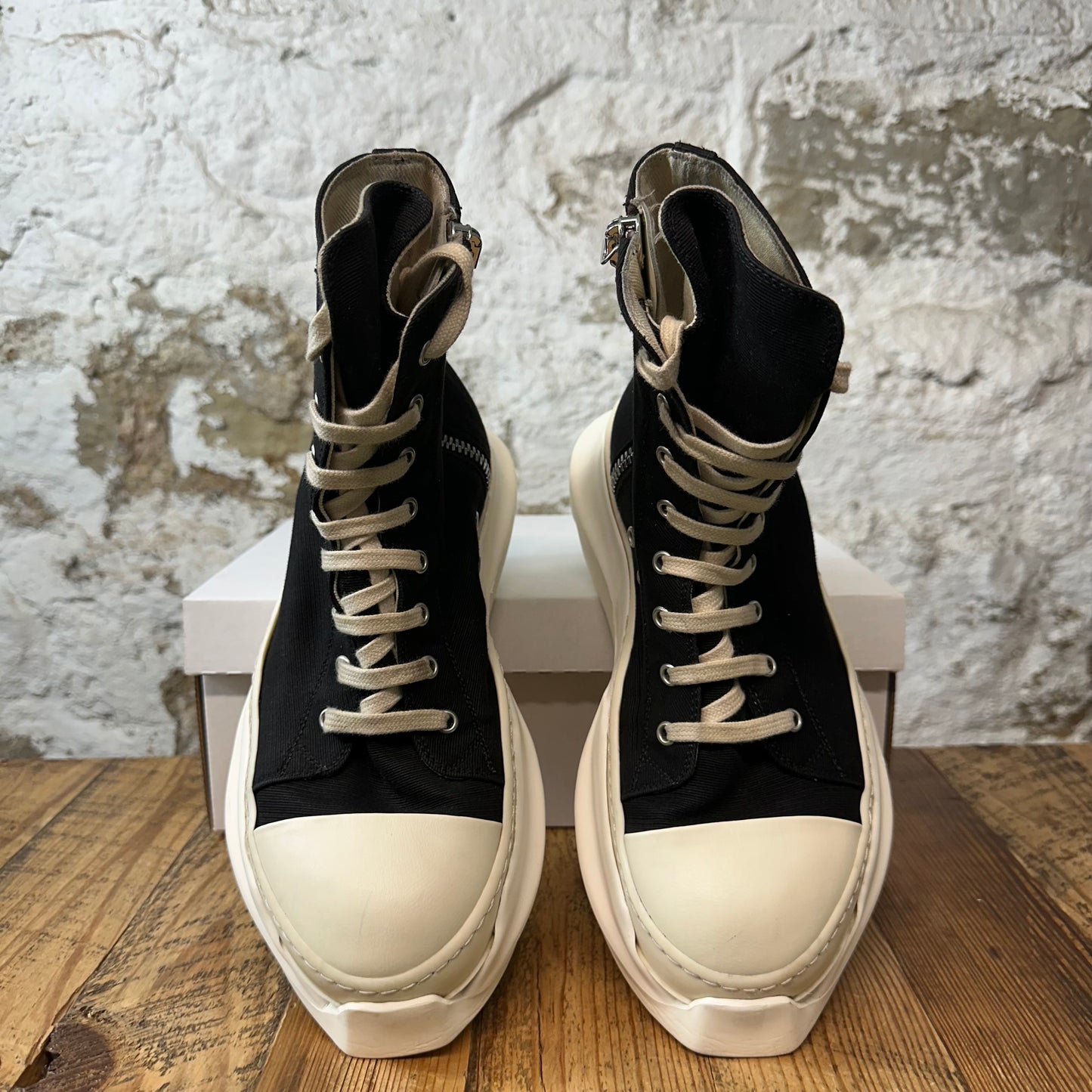 Rick Owens High Penta Abstract Black Milk Sneaker Sz 8 (41)
