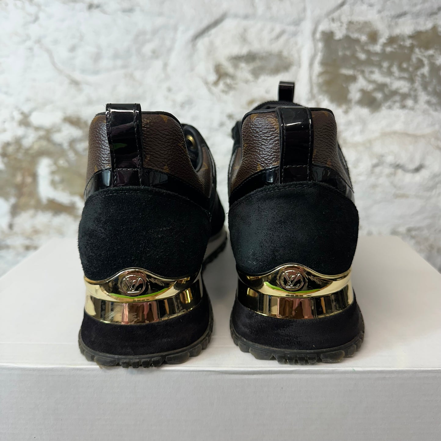Louis Vuitton Black Brown Monogram Runaway Sneaker Sz 6.5 (39)