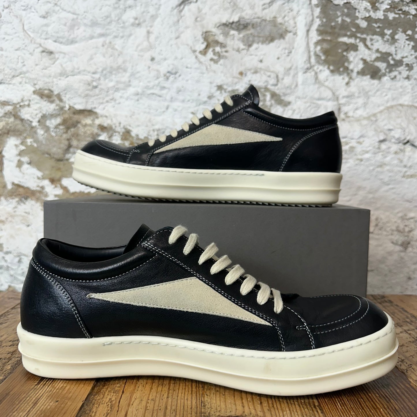 Rick Owens Vintage Black Leather Milk Sneaker Sz 13 (46)