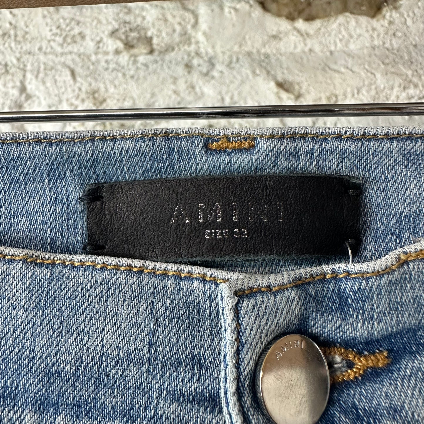 Amiri MX1 Green Suede Blue Denim Jeans Sz 32