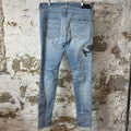 Amiri Old English Spell Blue Denim Jeans Sz 36