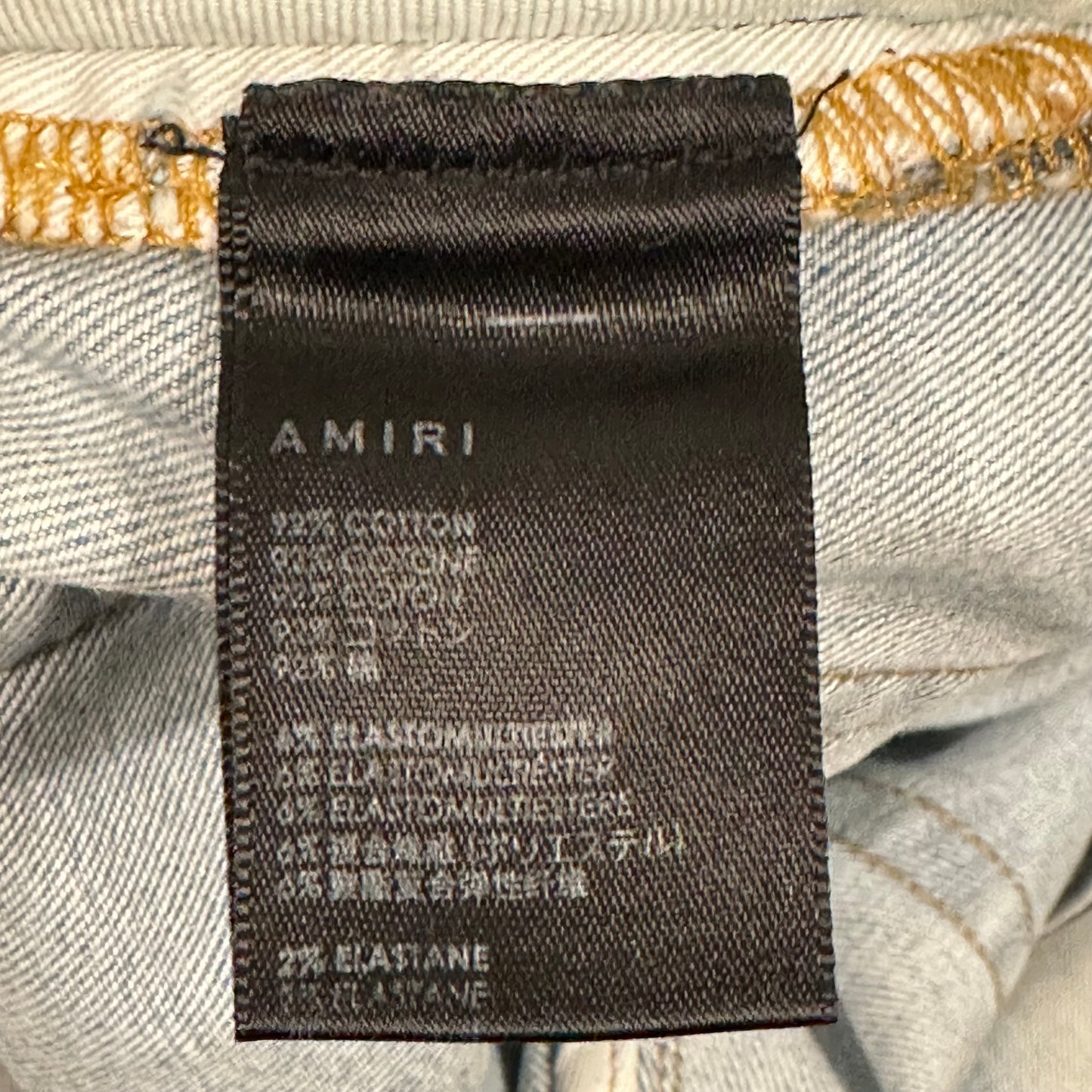 Amiri MX1 Light Camo Light Blue Denim Jeans Sz 36 (Tailored Short)
