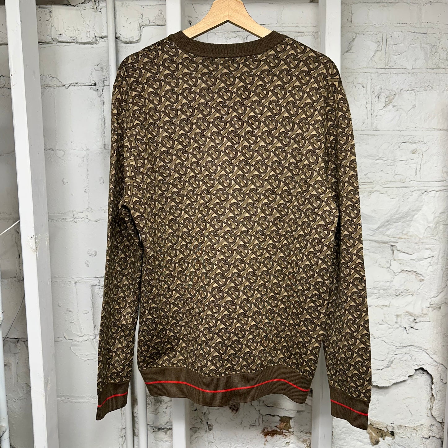 Burberry TB AOP Sweater Brown Sz M