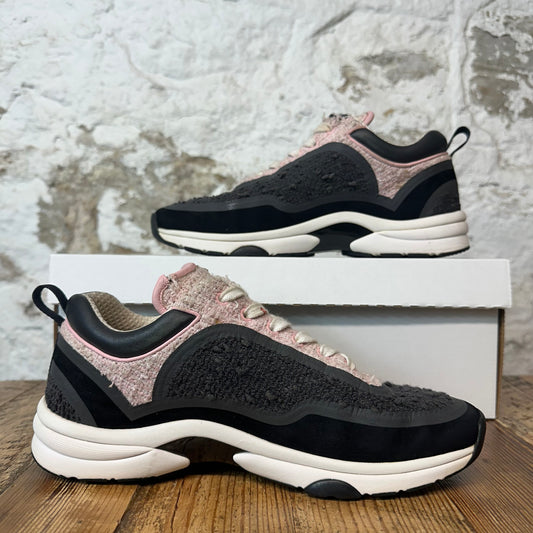 Chanel CC Pink Grey White Trainer Sneaker Sz 6.5 (39)