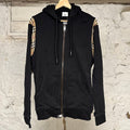 Burberry Plaid Sleeve Zip Up Hoodie Black Sz S