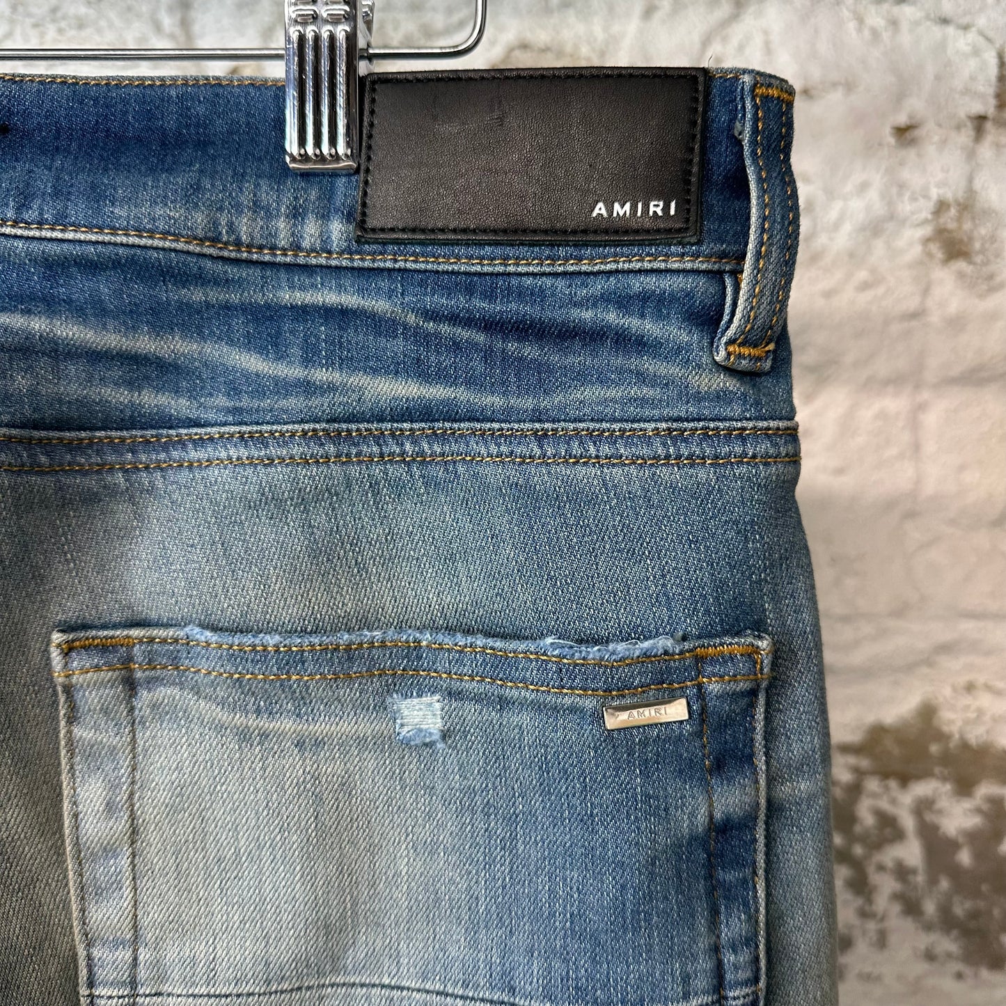 Amiri Plain Blue Honeycomb Denim Jeans Sz 33