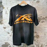 Hellstar Orange Gel Logo T-shirt Black Sz XS