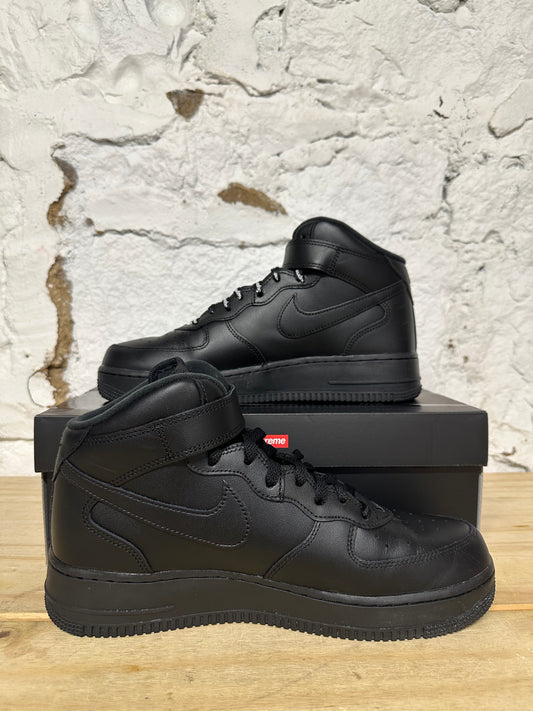 Nike Air Force 1 Mid Supreme Black Sz 9