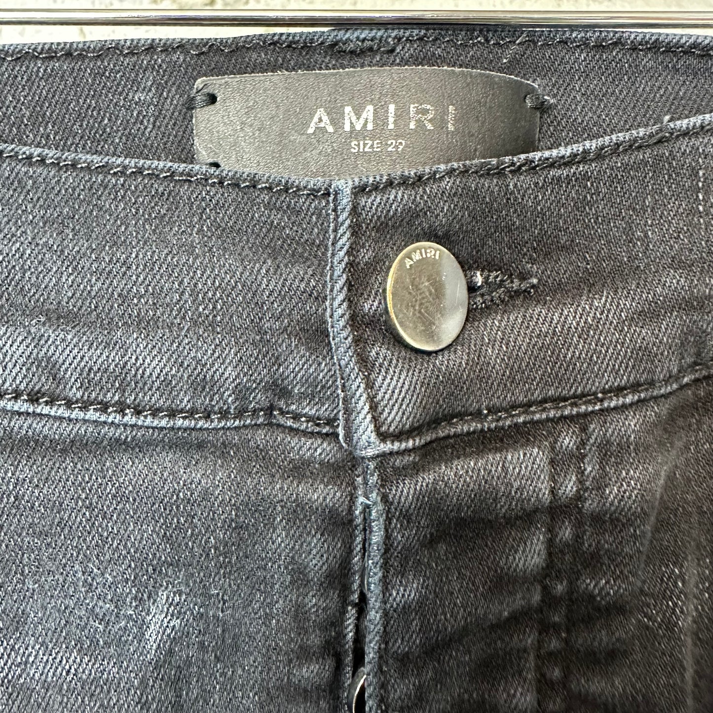 Amiri MX2 White Patch Black Denim Jeans Sz 29