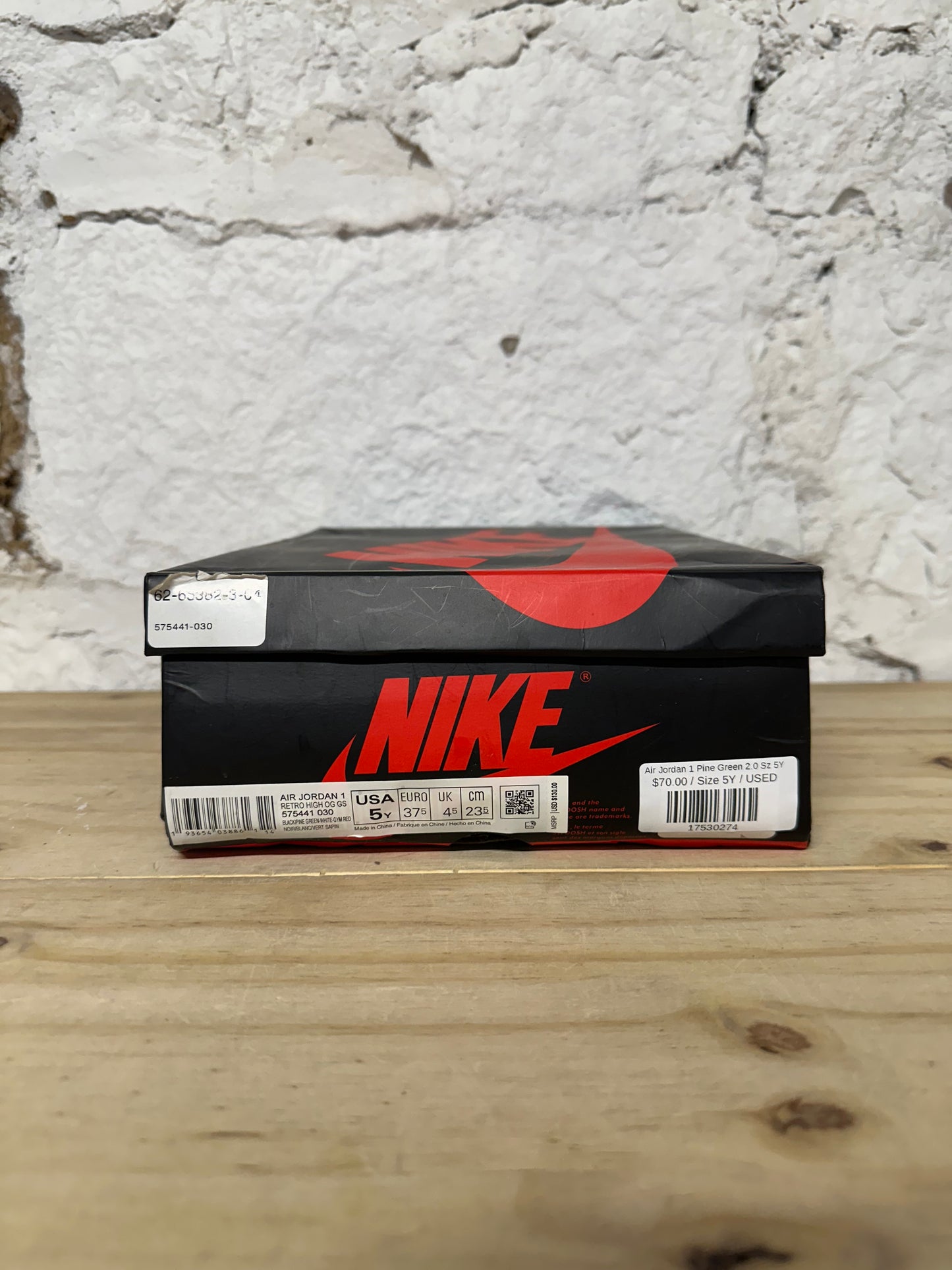 Air Jordan 1 Pine Green 2.0 Sz 5Y