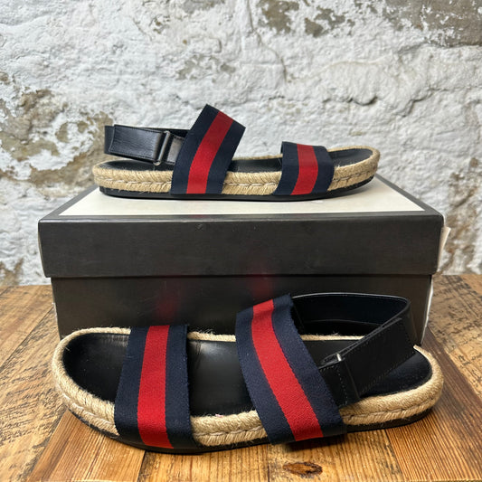 Gucci Navy Red Capri Sandals Sz 10