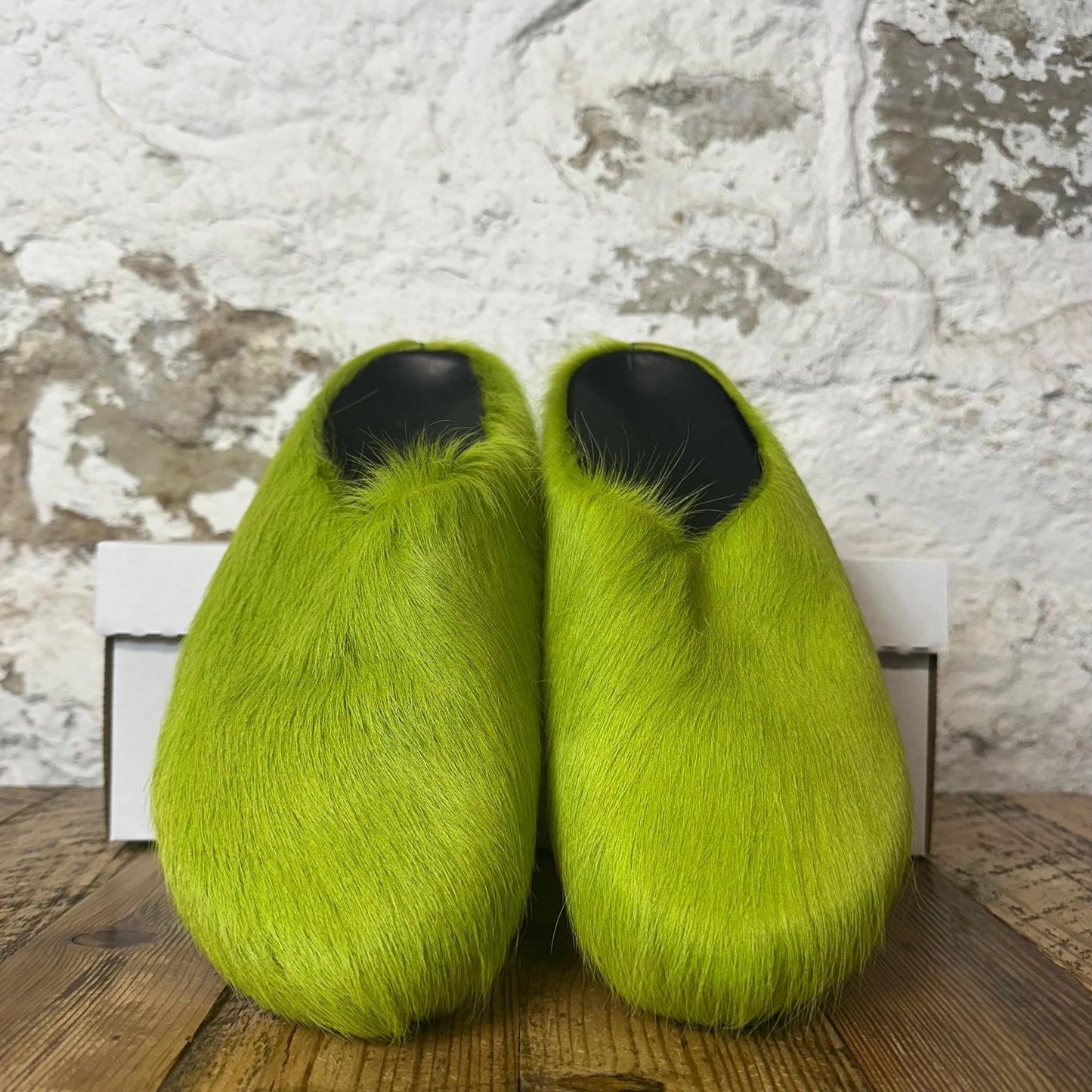 Marni Fussbett Sabot Lime Green Fur Slide Sz 13 (46)