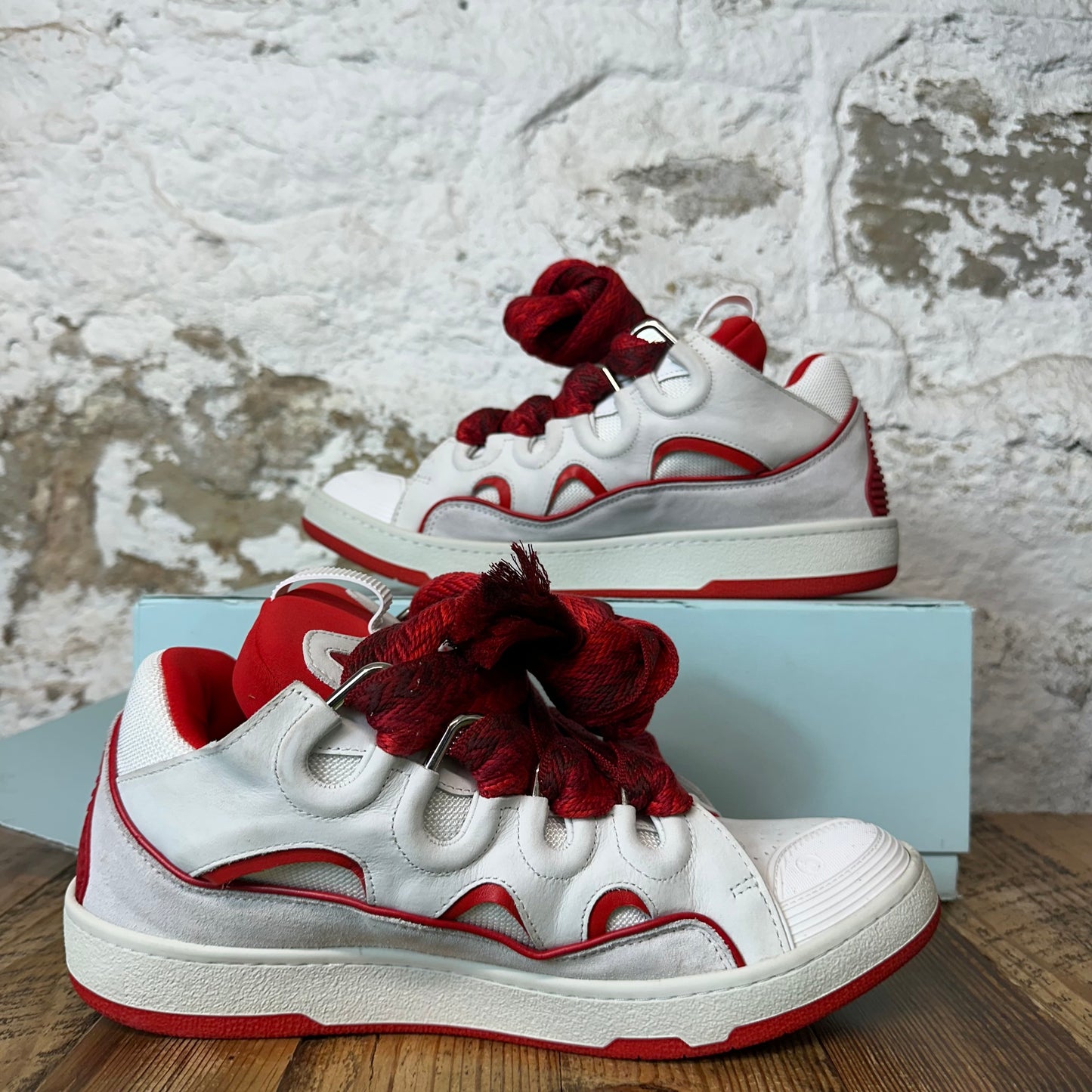 Lanvin Curb Red Lace White Sneaker Sz 10 (43)
