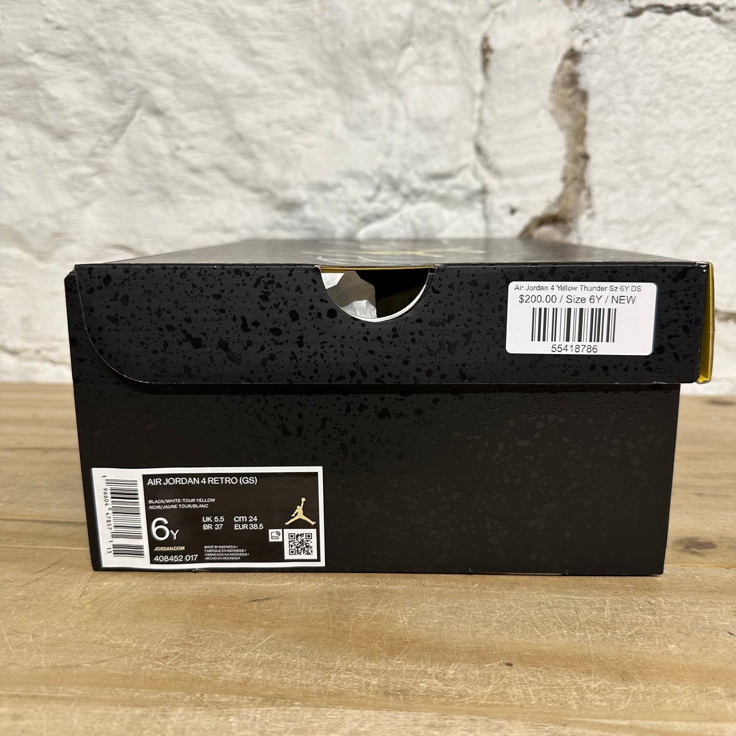 Air Jordan 4 Yellow Thunder Sz 6Y DS