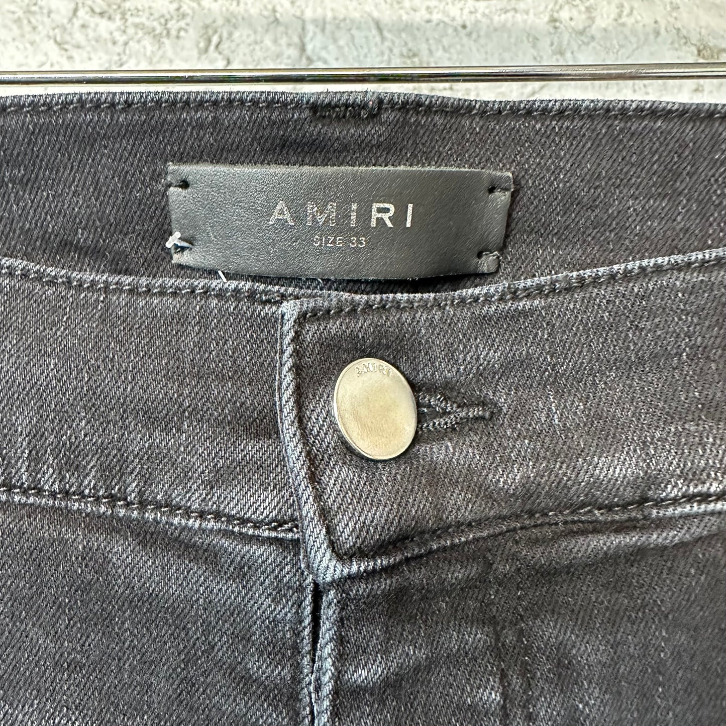 Amiri MX1 Blue Suede Black Denim Jeans Sz 33