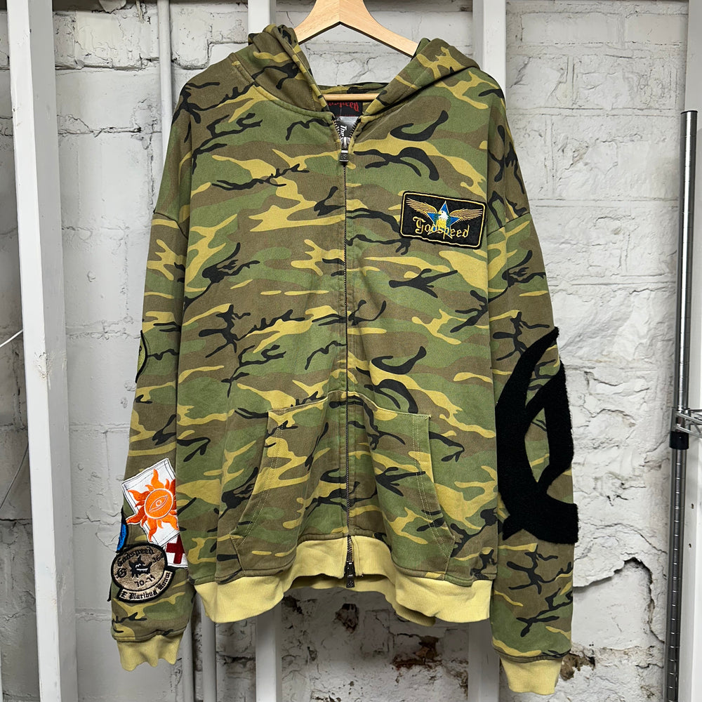 Godspeed New York Squadron Camo Zip Up Hoodie Sz XXL