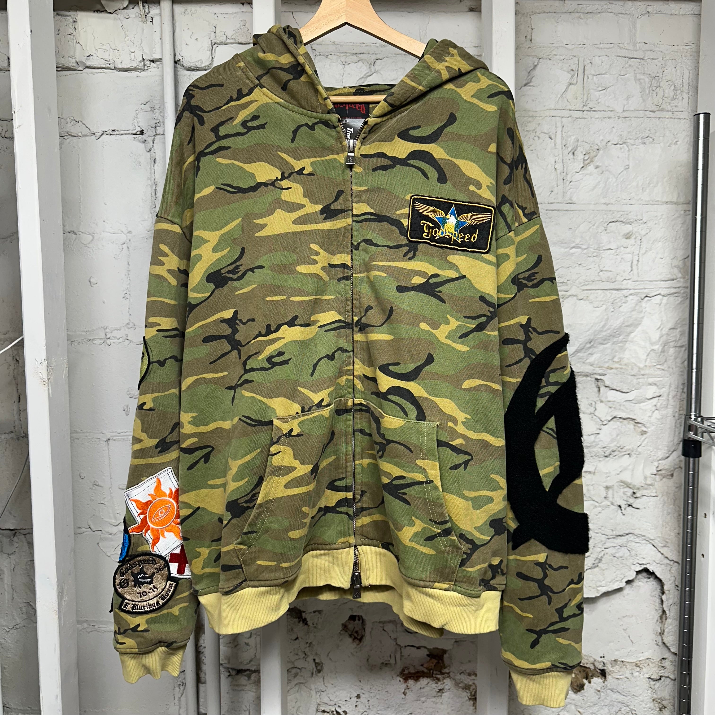 Godspeed New York Squadron Camo Zip Up Hoodie Sz XXL
