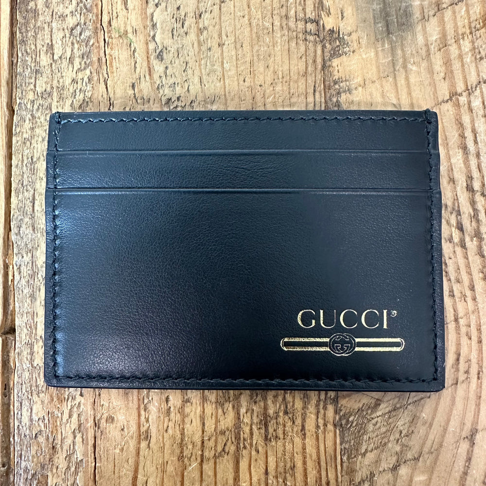 Gucci Gold Logo Black Leather Card Holder