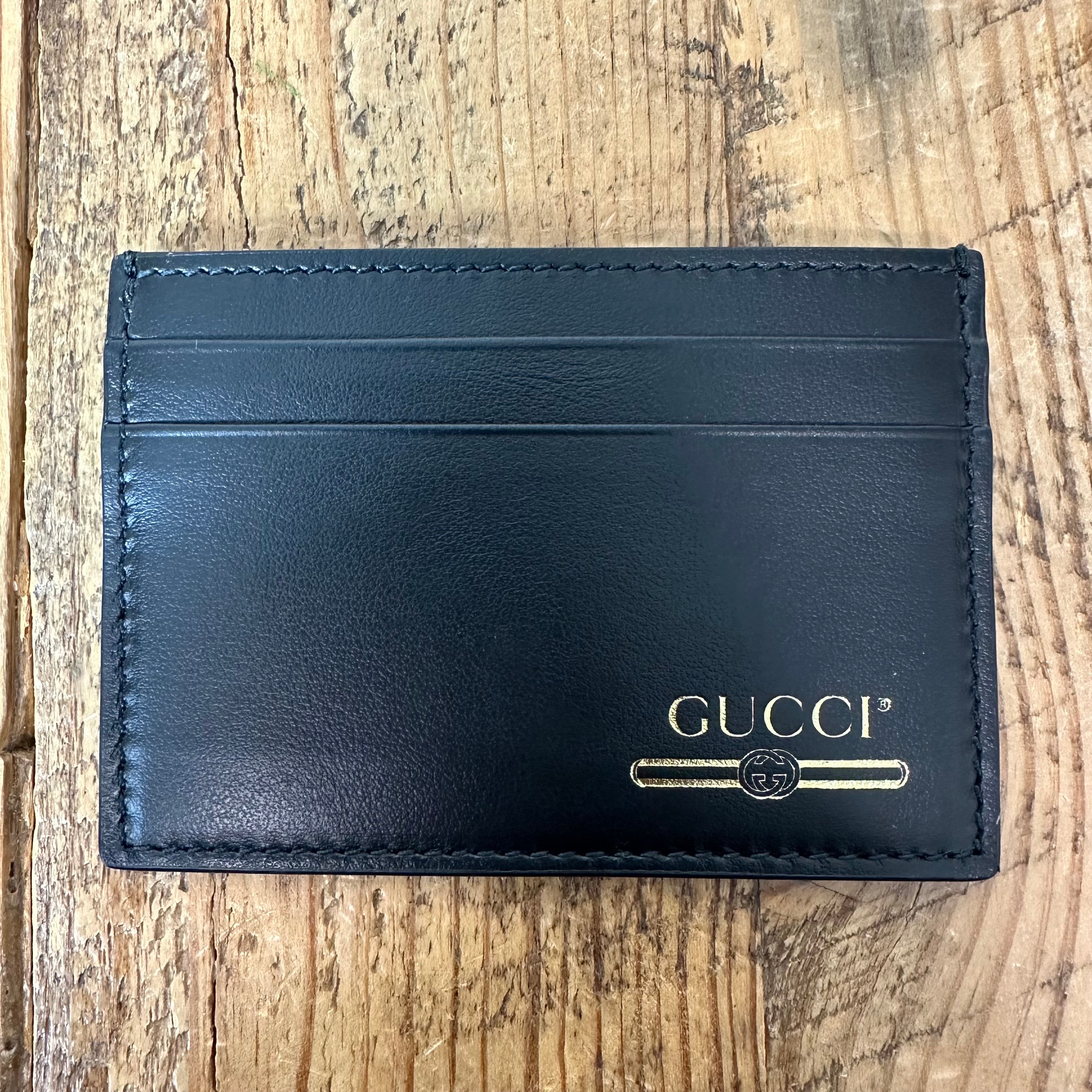 Gucci Gold Logo Black Leather Card Holder