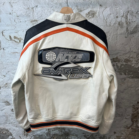 Avirex Ghost Rider Black White Leather Jacket Sz S