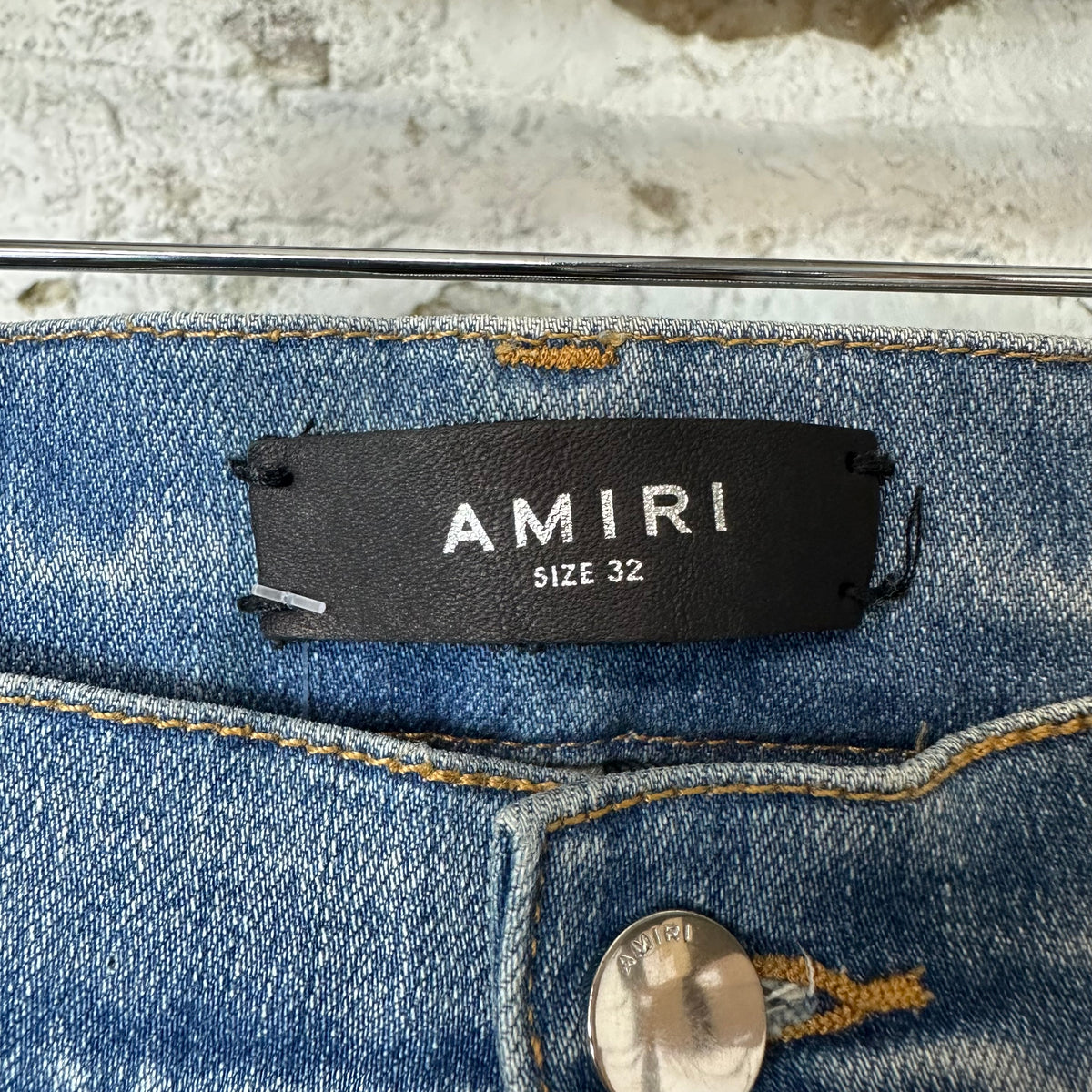 Amiri MX1 Brown Suede Blue Denim Jeans Sz 32