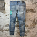 Amiri Quilted Patches Blue Denim Jeans Sz 38