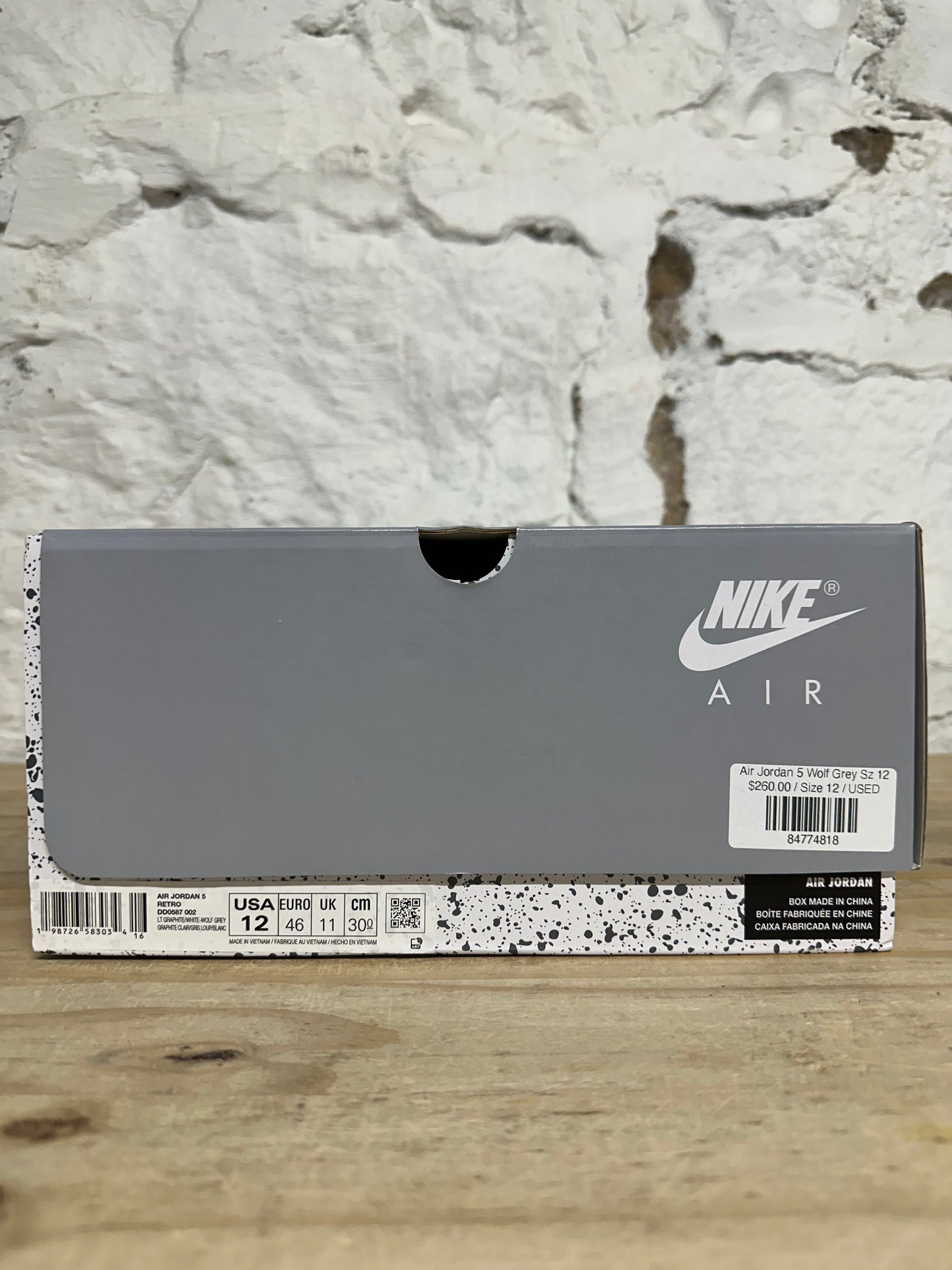 Air Jordan 5 Wolf Grey Sz 12