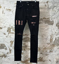 Amiri Red Tie Dye Core Logo Black Denim Jeans Sz 31