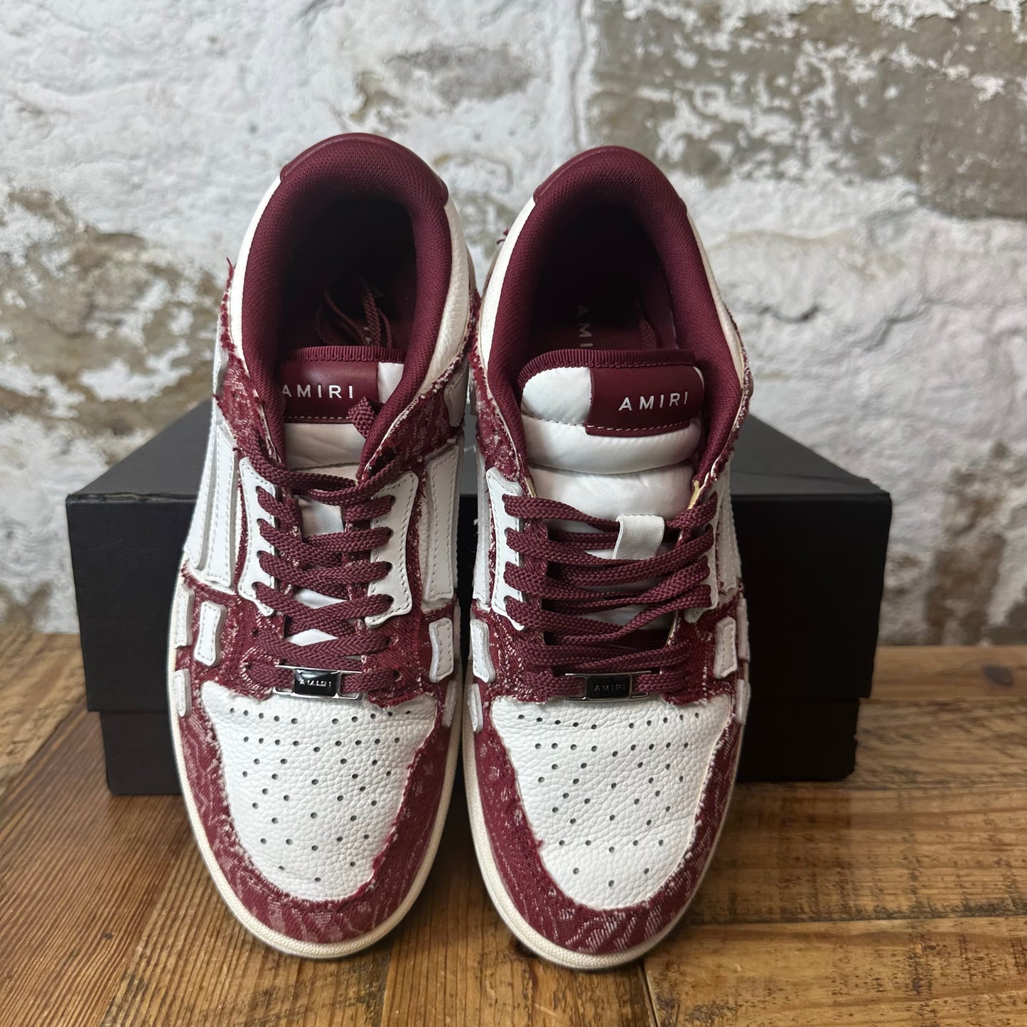 Amiri White Skeleton Burgundy White Sneaker Sz 7 (40)