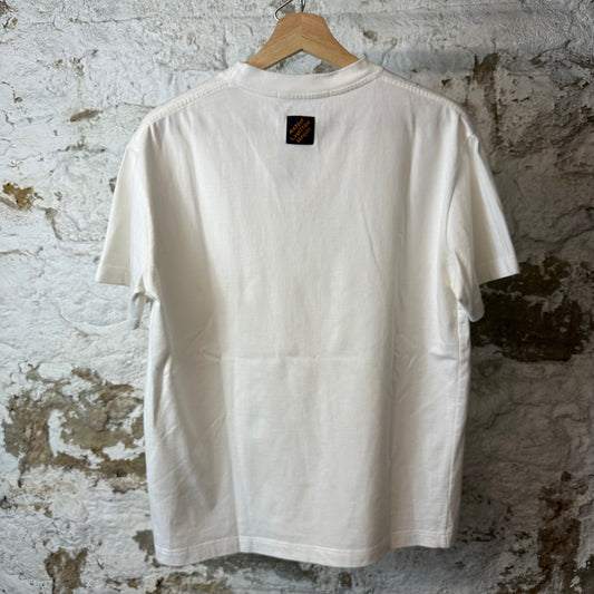 Louis Vuitton 3D Gradient Beaded Flower White T-Shirt Sz S