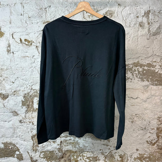 Rhude Cursive Spell L/s Black Sz S