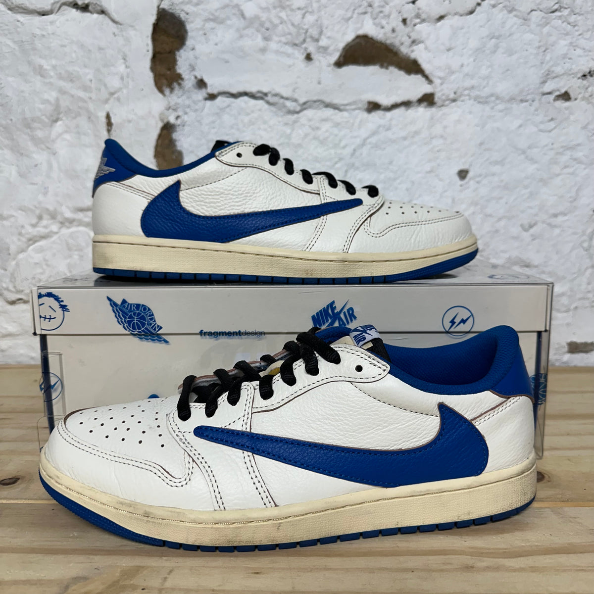 Air Jordan 1 Low Travis Scott Fragment Sail Military Blue Sz 10.5