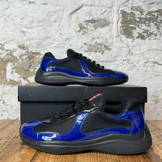 Prada Americas Cup Dark Blue Patent Black Sneaker Sz 9.5