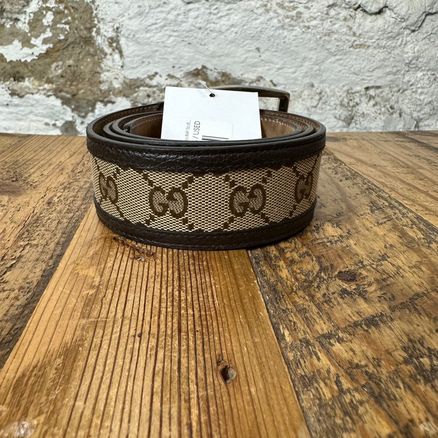 Gucci Beige GG Monogram Canvas Belt Sz (85/34)