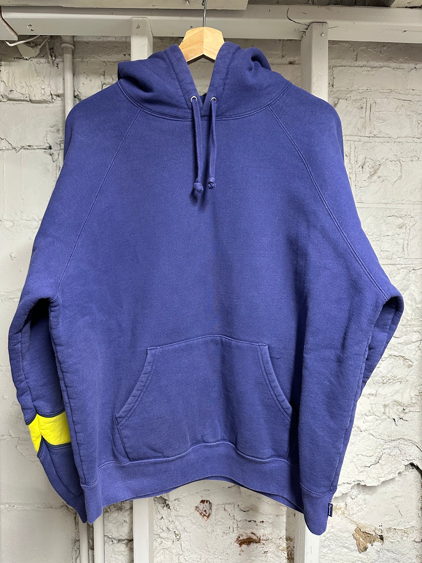 Supreme Back Spell Blue Yellow Hoodie Sz S