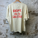 Gallery Dept Orange Logo T-shirt Cream Sz XL