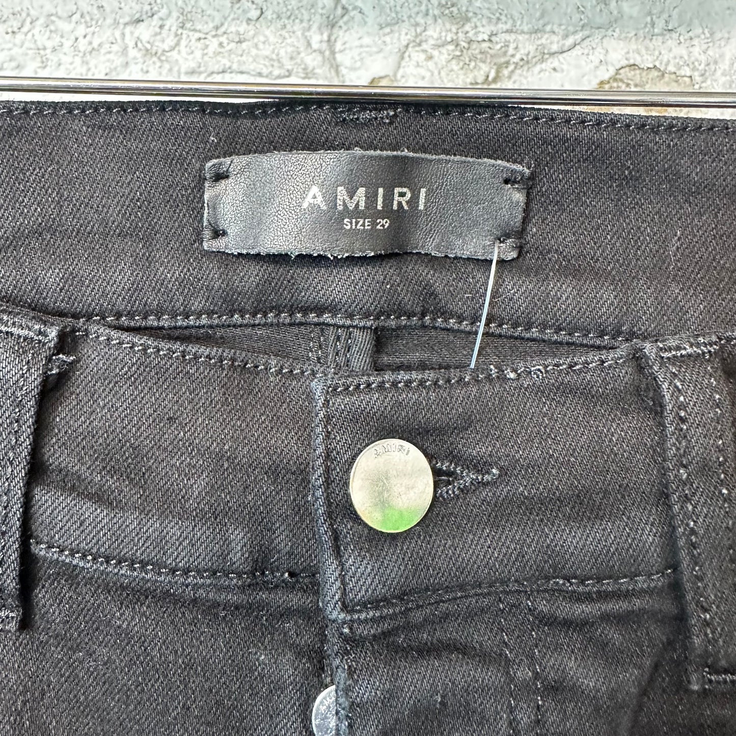 Amiri Knee Rip Paint Splatter Black Denim Jeans Sz 29